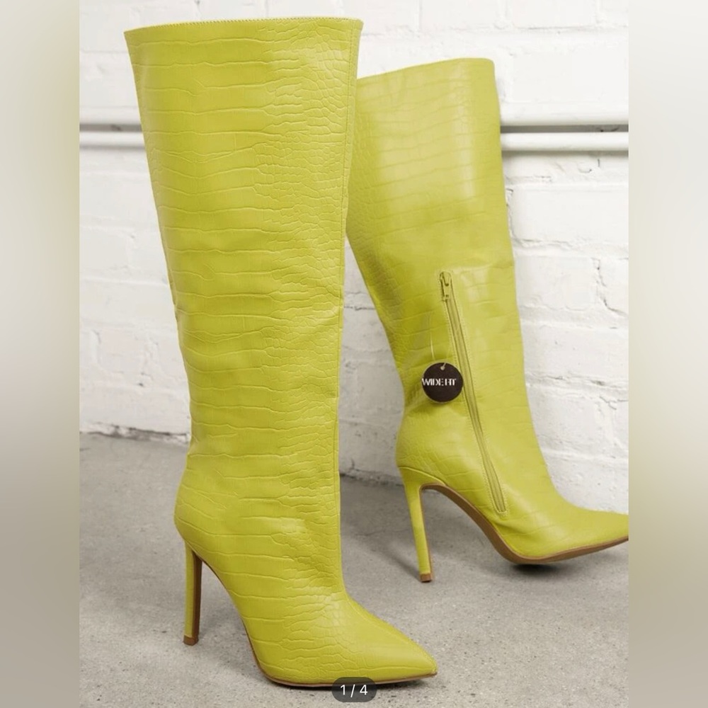 Shein Wide Fit Lime Green boots